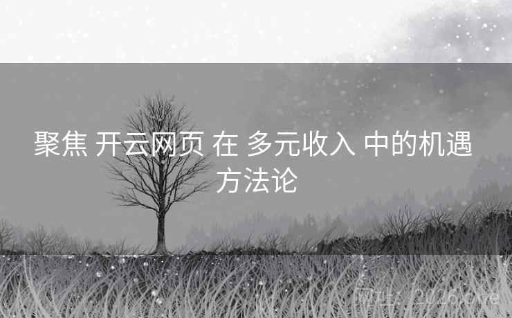 聚焦 开云网页 在 多元收入 中的机遇 方法论 聚焦 开云网页 在 多元收入 中的机遇 方法论